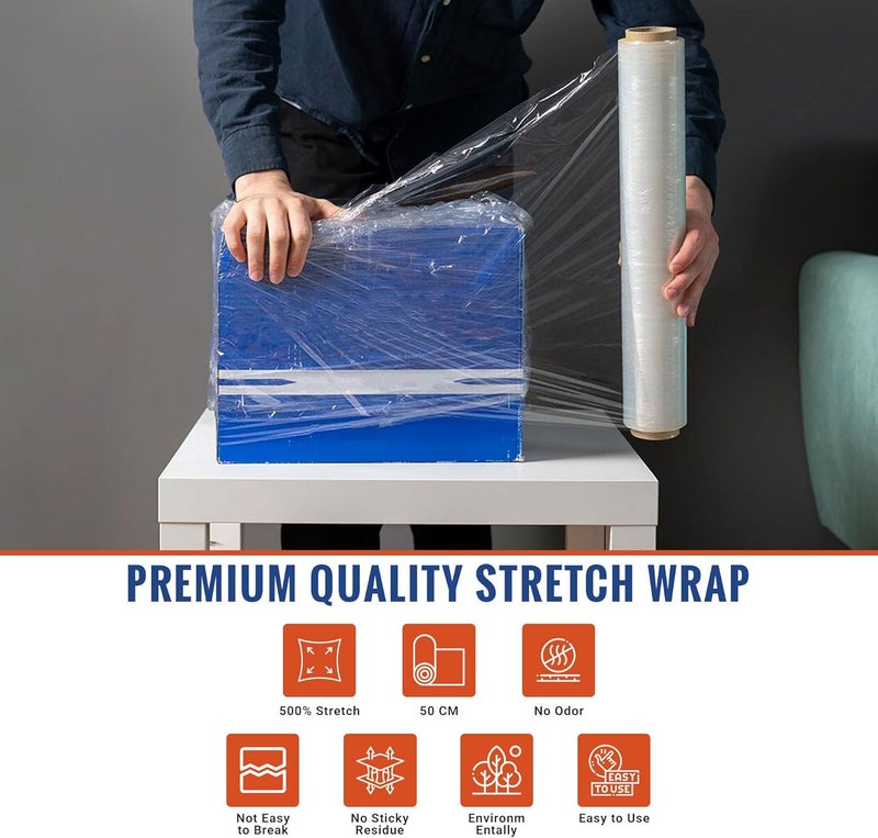Duravel Industrial Strength Stretch Film - 50cm x 80m, 4 Rolls - Image 4